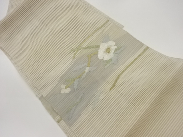 JAPANESE NAGOYA OBI FOR SUMMER / TSUZURE / WOVEN FLORAL PLANTS